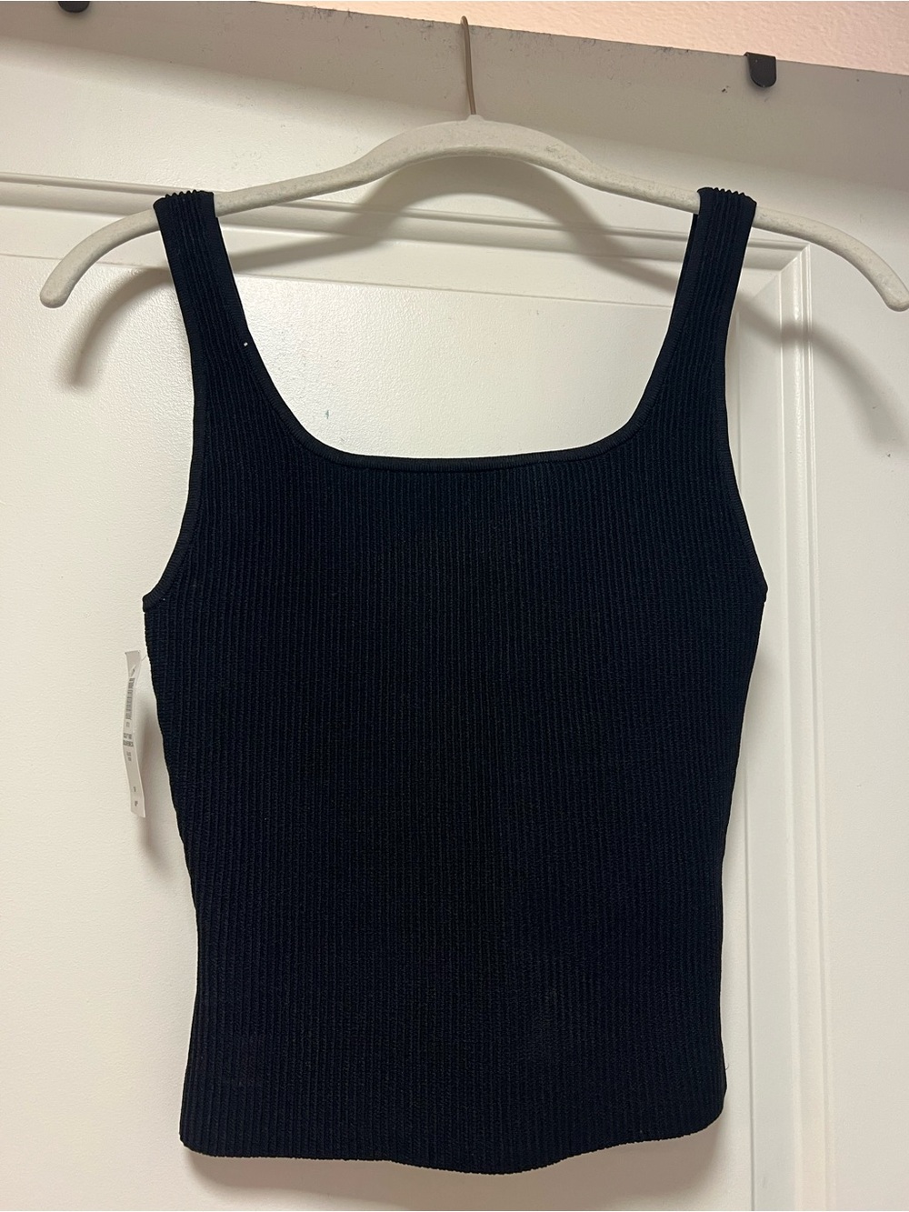 NWT Babaton Black Ribbed Square Neck Tank Top